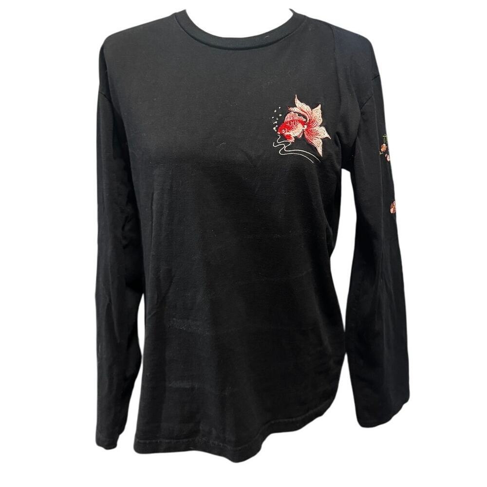 Attitude Studio Embroidered Goldfish Long Sleeve Tee – Size L